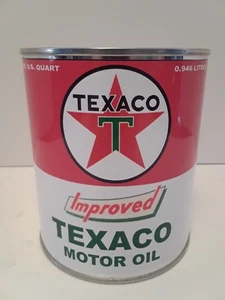 Texaco Improved Motor Oil Can 1 qt. - ( Re-pop Metal Can Collectible ) - Picture 1 of 7