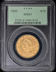 1893 $10 Liberty Head Eagle PCGS MS61 OGH - Picture 1 of 2