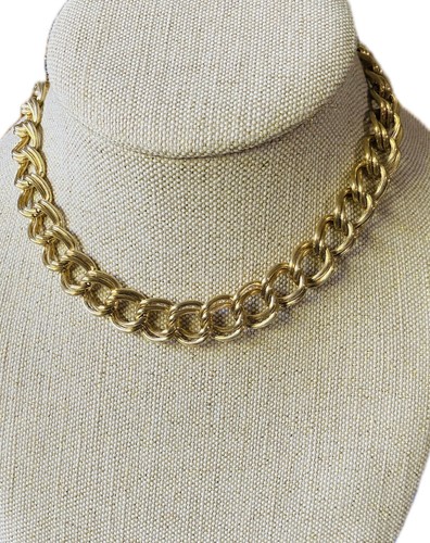 Collana Givenchy Collare Tono Oro Doppio Cordolo Maglia Catena 18" Dichiarazione Passeggiata!