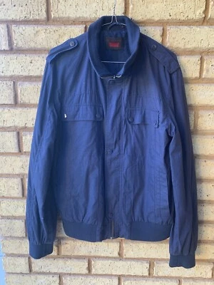 Levis Jacket Mens Medium Navy Blue Full Zip Button Up Parka Sports - Изображение 1 из 4