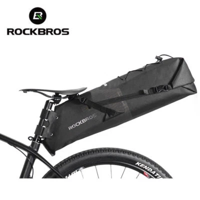ROCKBROS Cycling Saddle Bag Waterproof Bike Folding Rear Tail Bag 12-14L Brown - Image 1 of 4