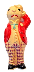 VISKOLOID CELLULOID OSTERN GENTLEMAN HASE KANINCHEN RASSEL mit DURBY HUT 5,5"T - Bild 1 von 8