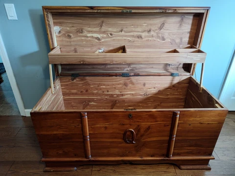 Antique Solid Cedar Quilt Chest Cover