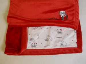 Gymboree 2004 Kitten Cat "Purr fect" Holiday red velvet like soft baby blanket - Picture 1 of 4