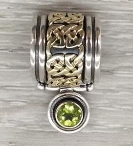 HELEN CHANTLER 18K Gelbgold Sterlingsilber Peridot keltischer Knoten Anhänger FZ - Bild 1 von 4