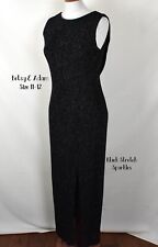 Betsy Adams Dress 11-12 Black Sleeveless Long Stretch Sparkle