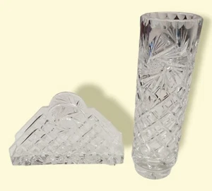 Unusual Star of David pressed leaded glass Crystal Napkin Holder and vase. - Picture 1 of 14