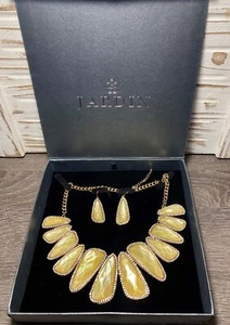 Collana e orecchini Jardin grande tono avorio e strass dichiarazione in scatola - Foto 1 di 4