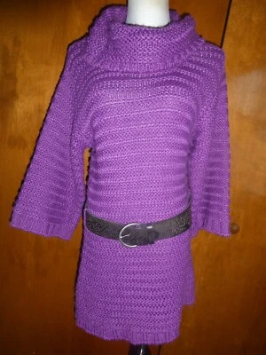 BEBE Women's Purple Detailed Gorgeous Sweater Mini Dress Large Can Fit Medium - Image 1 of 4