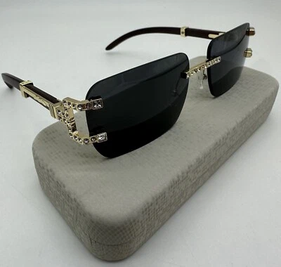 Gafas de sol Iced Out para hombre sin montura Big C VVS CZ Moissanite gafas tono dorado Foto 1 de 4
