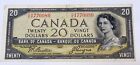 1954 Bank of Canada $20 Banknote Devil's Face Queen Elizabeth Beattie Coyne D/E