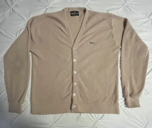 Vintage 60s Kurt Cobain Sportswear Orlon Acrylic Beige Cardigan Sweater Size L - Bild 1 von 10