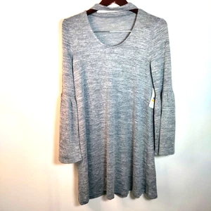 Nuevo con etiquetas Mini Vestido Kensie Gris Gargantilla Cuello Banda Jaspeado Manga Acampanada S Boho Fiesta - Imagen 1 de 10