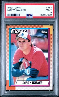 Larry Walker 1990 Topps #757 (RC) PSA 9 como nuevo Montreal Expos novato Foto 1 de 2