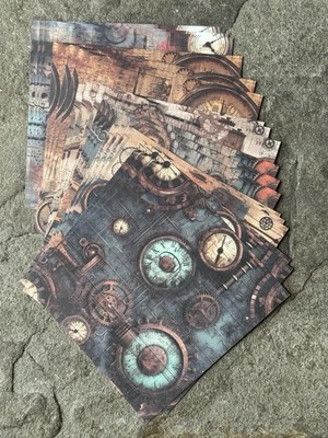 Paper Pad 18 Sheets cogs steampunk clock Texture Craft DesignVintage 15x15cm - Image 1 of 4