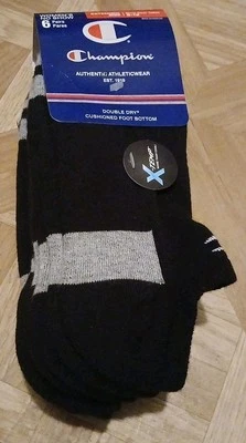 Meias Champion acolchoadas não mostradas 6 pares femininas 8-12 tamanho estendido preto - Imagem 1 de 4
