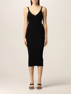 Vestido Suéter GUESS Para Mujer Negro Elastizado Ajustado Sin Mangas Cuello en V Midi Fiesta XL Foto 1 de 3