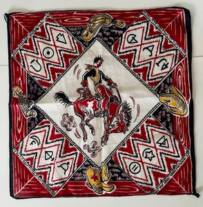 Fazzoletto da cowboy vintage anni 40 rodeo marche bestiame tutto cotone, quadrato 12" - Foto 1 di 4