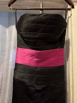 Bill Levkoff Formal Dress Sz  8 Black Pink Strapless Prom Gown Dress - Image 1 of 4