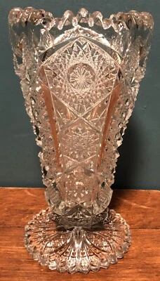Шикарная кристально чистая ваза-подставка из хрустального стекла ABP с краями зуба пилы - Изображение 1 из 4