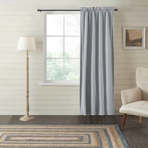 Sawyer Mill Blue Ticking Stripe Blackout Panel 84x40 CURTAIN Blue VHC Brands - Picture 1 of 6