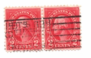 STAMPS US SCOTT 634 "Washington" 2 CENT 1925 USED HORIZONTAL PAIR (a4) - Picture 1 of 2