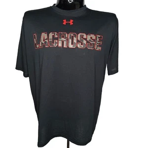 UNDER ARMOUR Lacrosse Shirt Mens Large Black Camo LAX HeatGear Moisture Wicking - Picture 1 of 9