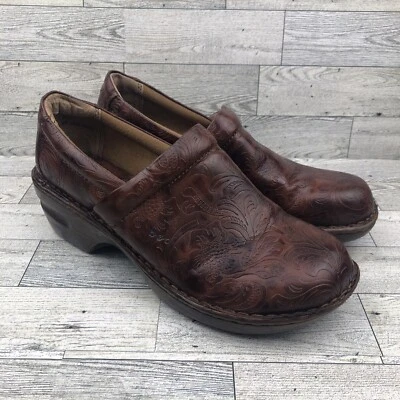 Zapatos de enfermería cómodos sin cordones zuecos de cuero marrón talla 9 BOC Foto 1 de 4