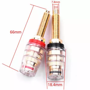 1 Pair 2pcs Audio Speaker Binding Post Thread Terminal Banana Plug Gold Plated - Picture 1 of 5