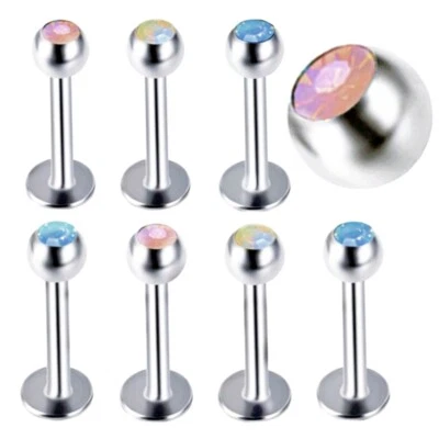 2pc 1,2mm Chirurgenstahl Opalit Monroe Lippe Labret Ohrstecker Piercing 6mm-12mm - Bild 1 von 4