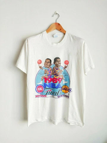 Vintage NBA Finals 1989 Caricature tshirt Basketball LA Lakers Pistons shirt Cover