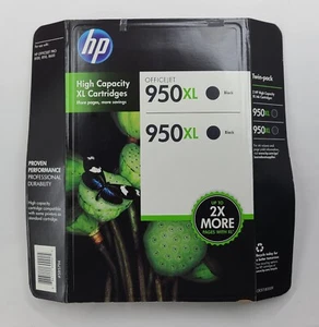 2 Pack Genuine HP OfficeJet 950XL Black Ink Cartridges CR317BN #585794 June 2015 - Picture 1 of 3