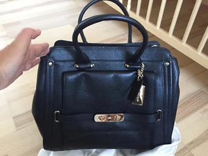 Tasche Handtasche Coach New York black Swagger Frame Satchel in Calf Leather - Bild 1 von 12