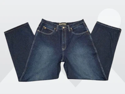 Pantalones de mezclilla de algodón calce holgado delantero desvanecido azul lavado oscuro Reverb para hombre talla 34x32 de colección Foto 1 de 4