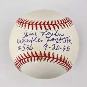 Jim Lonborg Signed & "Mantle's Last HR" Inscribed Baseball. Boston Red Sox. JSA - Picture 1 of 3