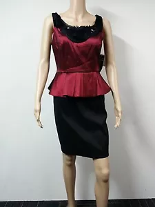 NEW - Sally Lou Fashions - Sleeveless Peplum Scoop Dress - Size 8 - Maroon - $89 - Picture 1 of 3