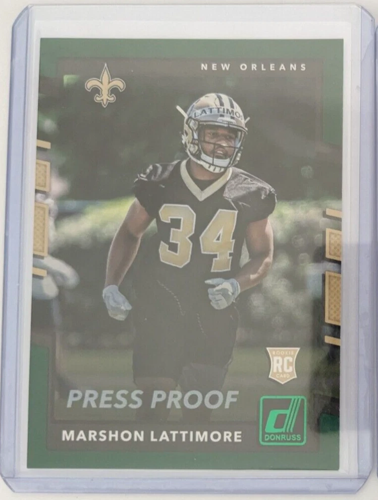2017 Donruss Press Proof Green MARSHON LATTIMORE RC #386 NEW ORLEANS SAINTS 🏈