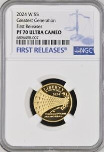 2024 Greatest Generation $5 Gold Commemorative Proof Coin First Releases! ⭐PF70⭐
