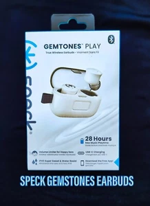 SPECK Gemtones NEW RETAIL BOXED Play Earbuds WHITE ALBUM $34.99 FAST SHIPPING - Imagen 1 de 5