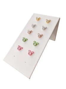 Pink Authentic Disney Mickey Mouse Stud Earrings w/Swarovski Crystals BRAND NEW - Picture 1 of 6