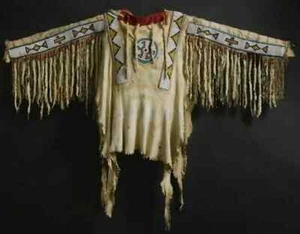 Old Style Perlen handkoloriert Buckskin Wildleder Fell Powwow Regalia Hemd NS66 - Bild 1 von 3