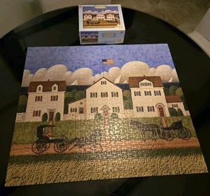 Charles Wysocki Maine Sunday Afternoon 1000 PC Puzzle Used Complete Hasbro MB - Picture 1 of 10