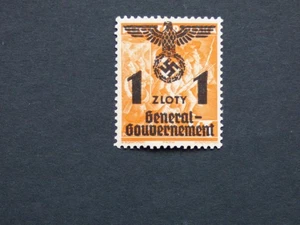 Original German WW2 Third Reich General Government Stamp, 1 Zloty, SG 389, MLH. - Picture 1 of 1