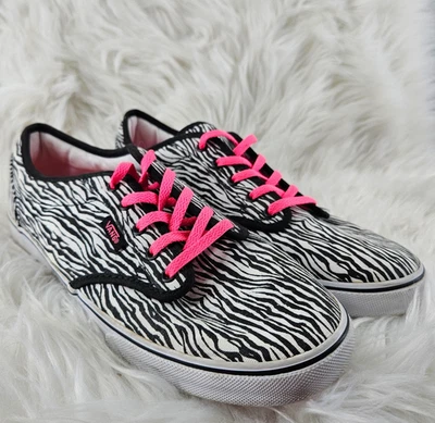 Zapatillas Tenis Vans Mujer 7.5 Blanco Estampado Cebra Lona Fuera de la Pared Foto 1 de 4