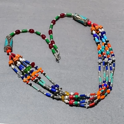 Collana gioielli perle moda boema fatta a mano multi pietra corallo rosso... - Immagine 1 di 4