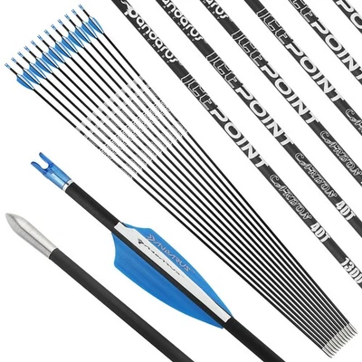 12X Pure Carbon Arrows 1.75" Vanes SP350-1500 Shaft Length 30'' Shoot Hunt Gift - Image 1 of 4