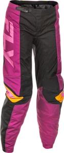 FLY RACING 378-83211 WOMEN'S F-16 PANTS BLACK/MAUVE/YELLOW SZ 11/12 - Picture 1 of 2