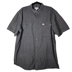 Carhartt Original Fit Hemd Herren XL Tall Schwarz Chambray Midweight Arbeit Outdoor - Bild 1 von 11