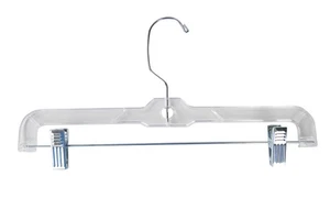 14 inch Clear Plastic Skirt and Pants Hangers - Pack of 20 - Picture 1 of 2