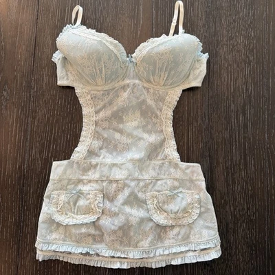 Victoria's Secret Sexy Little Things French Maid Apron Lingerie 36C Light Blue - Image 1 of 4